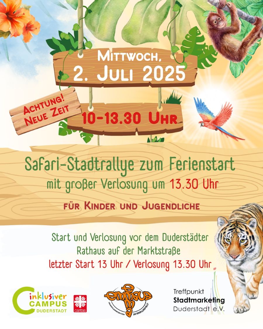 Grafik: Safari-Stadtrallye wird vorgezogen