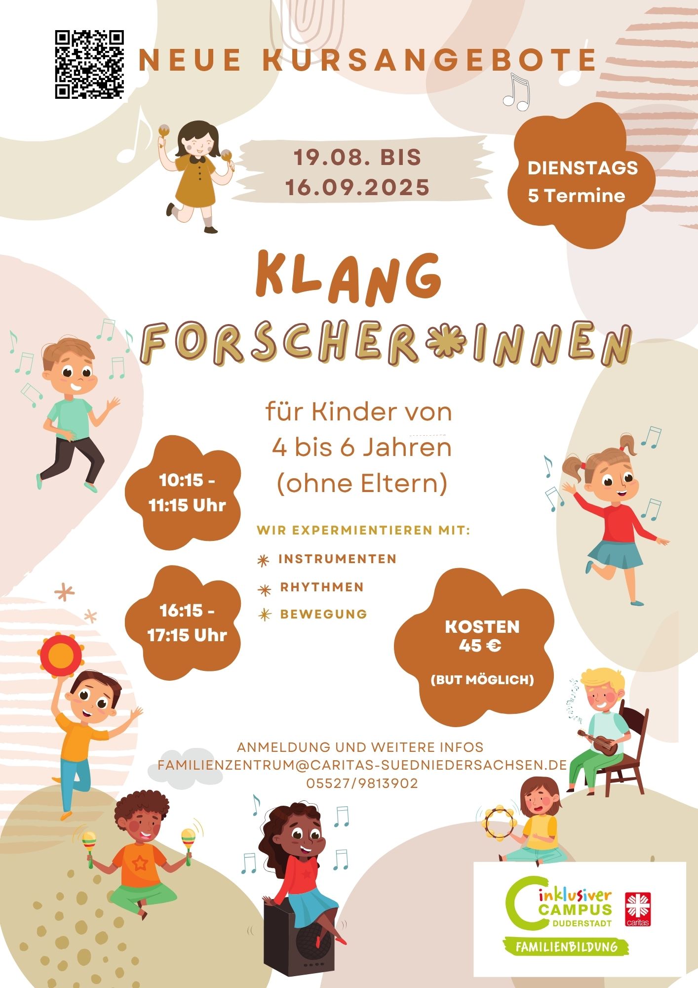 Plakat: Klangforschende August bis September 2025