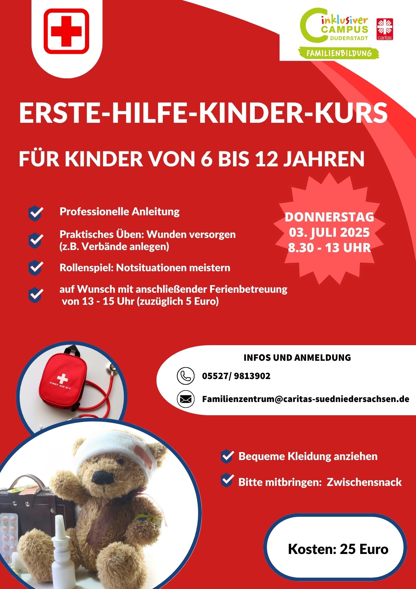 Plakat: Erste-Hilfe-Kinder-Kurs 
